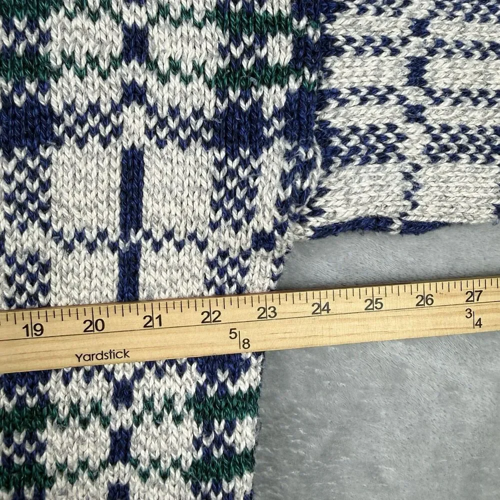 Vintage Authentic Issue 100% Cotton Plaid Sweater Men’s XL USA Made